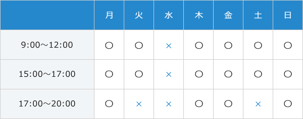 診療時間表